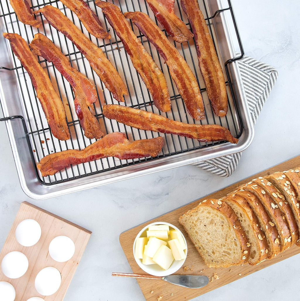 Extra Large Oven Crisping Baking Tray with Rack, Silver P385