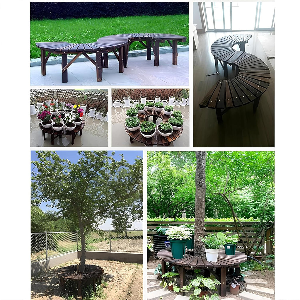 Wooden Outdoor Curved Bench H41989