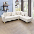 White L-Shape Sectional Sofa with Curved Armrests R3979