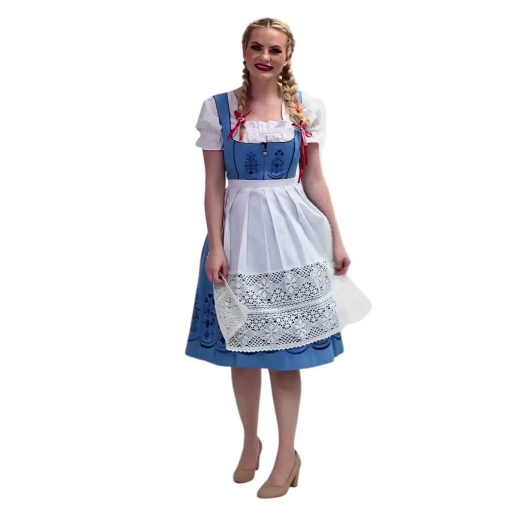 Sky Blue 3 Piece Cotton Dirndl Dress V478