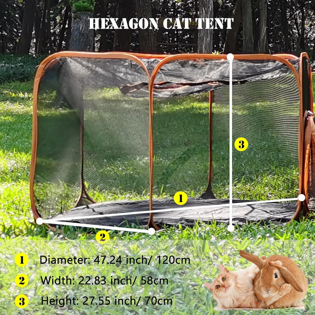 Outdoor Cat Enclosures, 6-in-1 Cat Tent with Cat Tunnel, Cat Playpen for Cats Rabbits Ferrets and Small Animals M29340