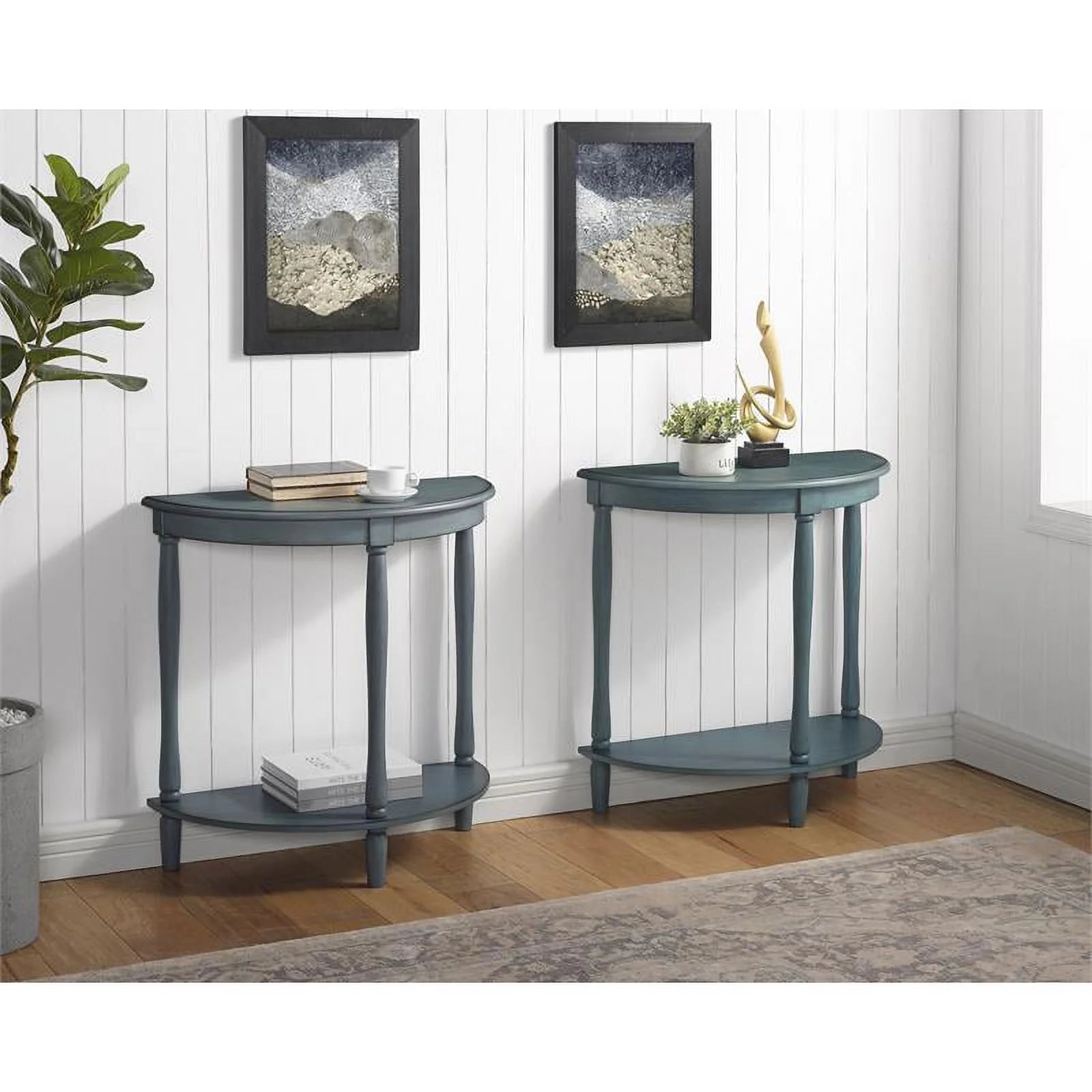 Antique Green Wood 1-Shelf Console Table X4744