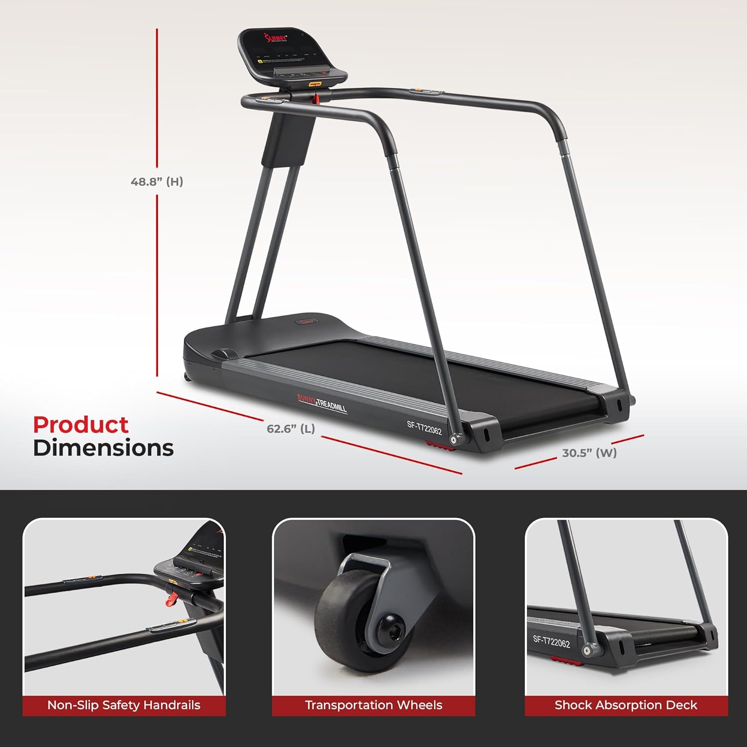 Treadmill with Extended Safety Handrails P274
