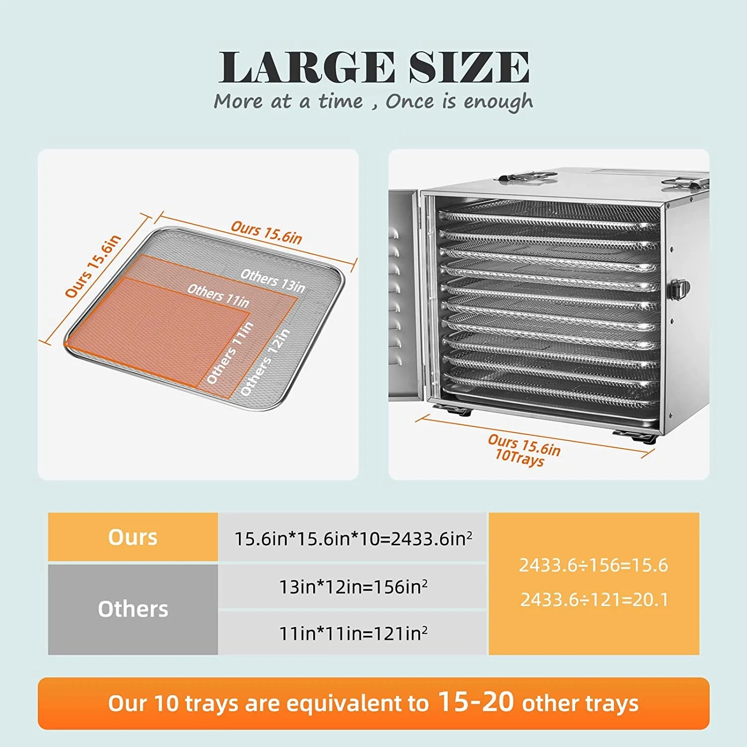 10 Trays Stainless Steel Food Dehydrator S90374