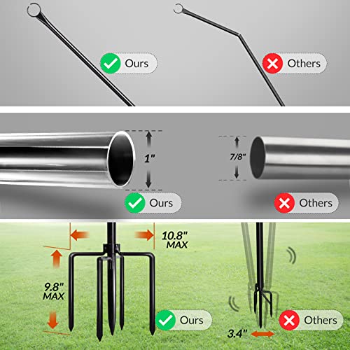 9.4FT Outdoor Metal String Light Pole with 5-Prong Fork Steel Stand S720