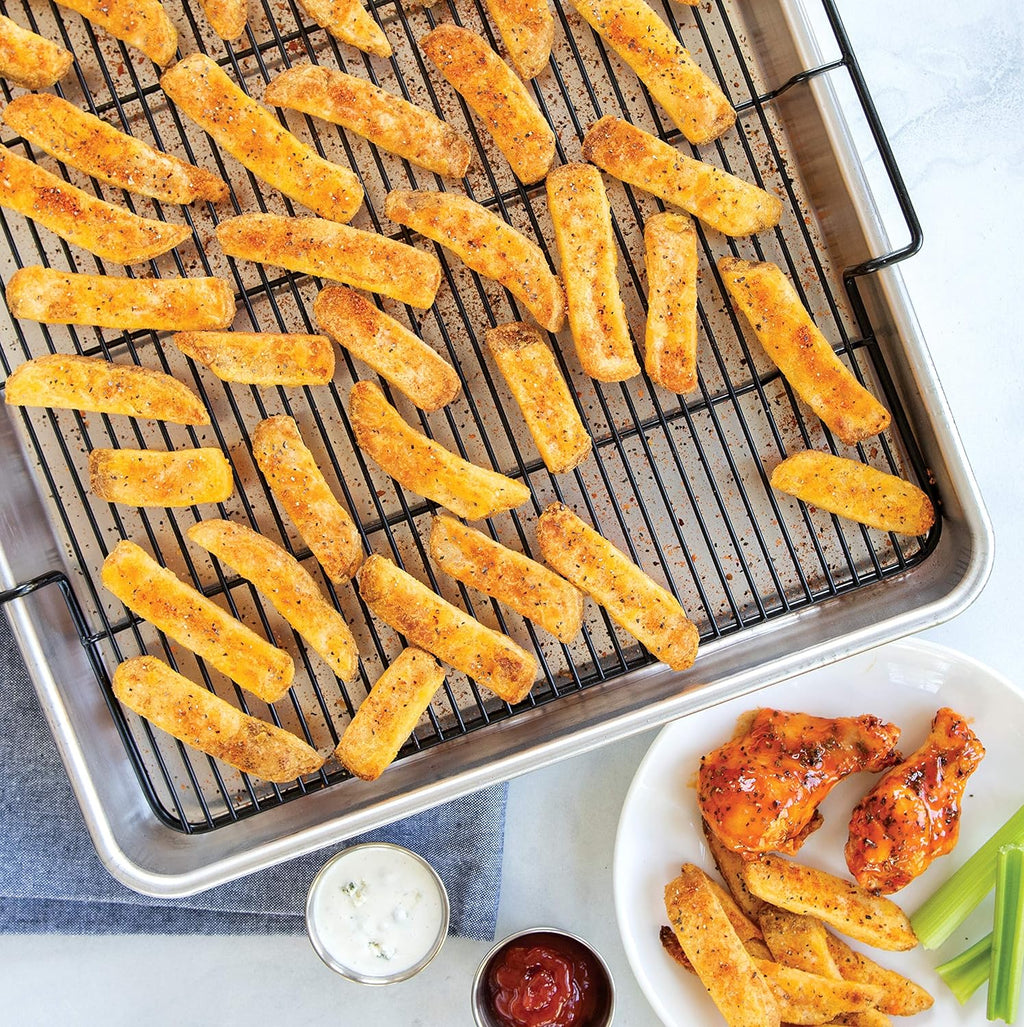 Extra Large Oven Crisping Baking Tray with Rack, Silver P385