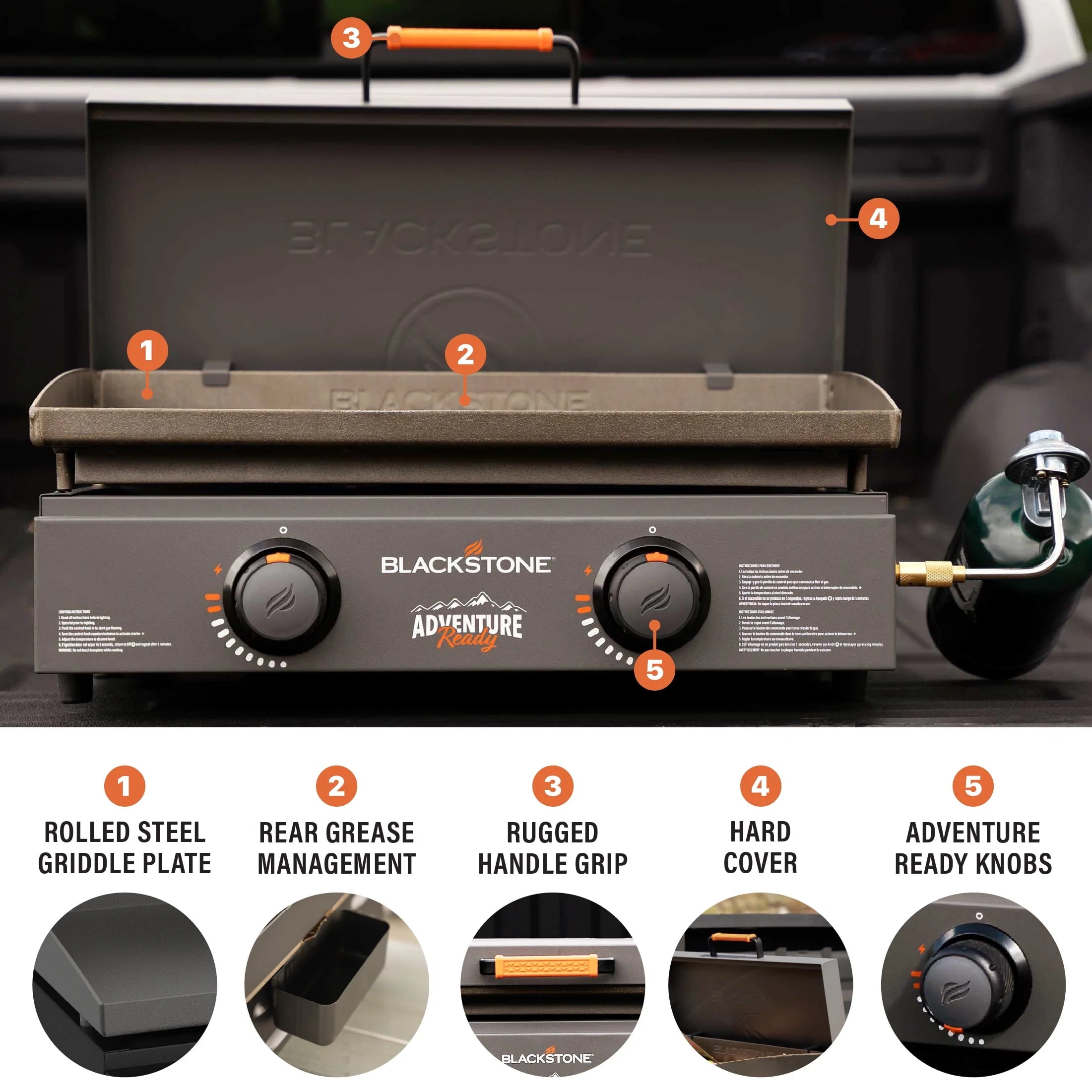 Black 2-Burner 22 Propane Griddle with Hard Cover Q74359