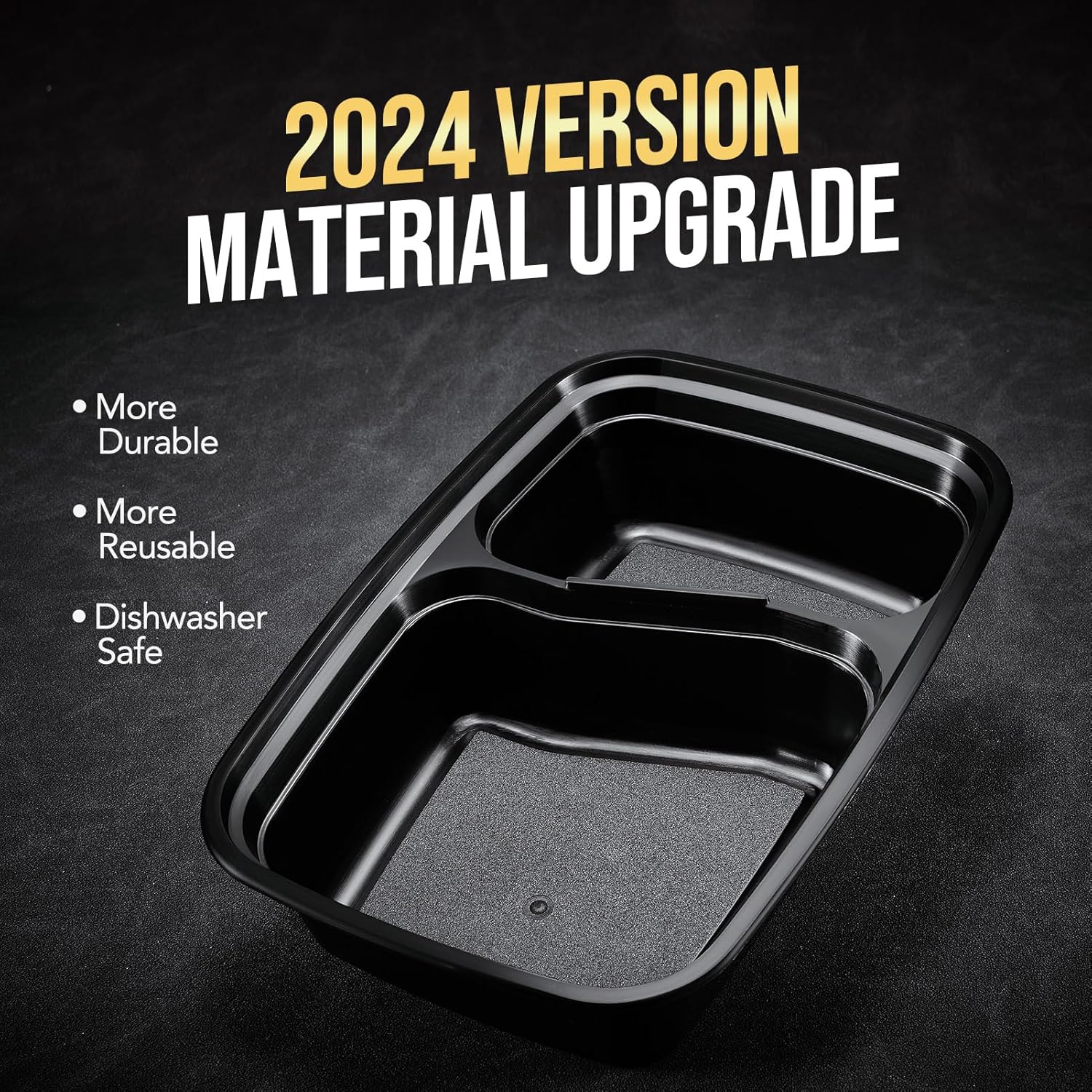 50 Pack 32oz 2 Compartment Meal Prep Container Microwave Safe BPA-Free Black X4212