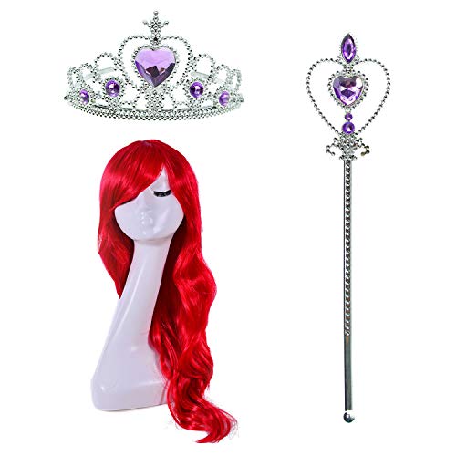 Pink Little Girls Princess Mermaid Costume with Wig Crown P5662