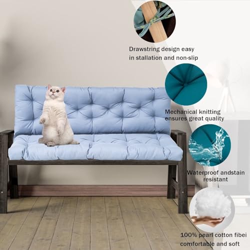 Waterproof 2-3 Seat Replacement Swing Seat Cushion with Backrest and Ties (40 * 60 in) L7153