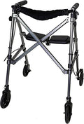 Black Walnut Short Lightweight Folding Rollator with Wheels and Seat E86137
