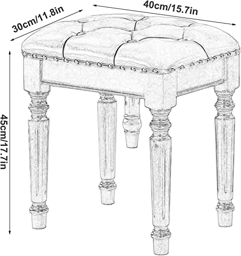 Vanity Bench with Padded Cushion Solid Wood Stool E351