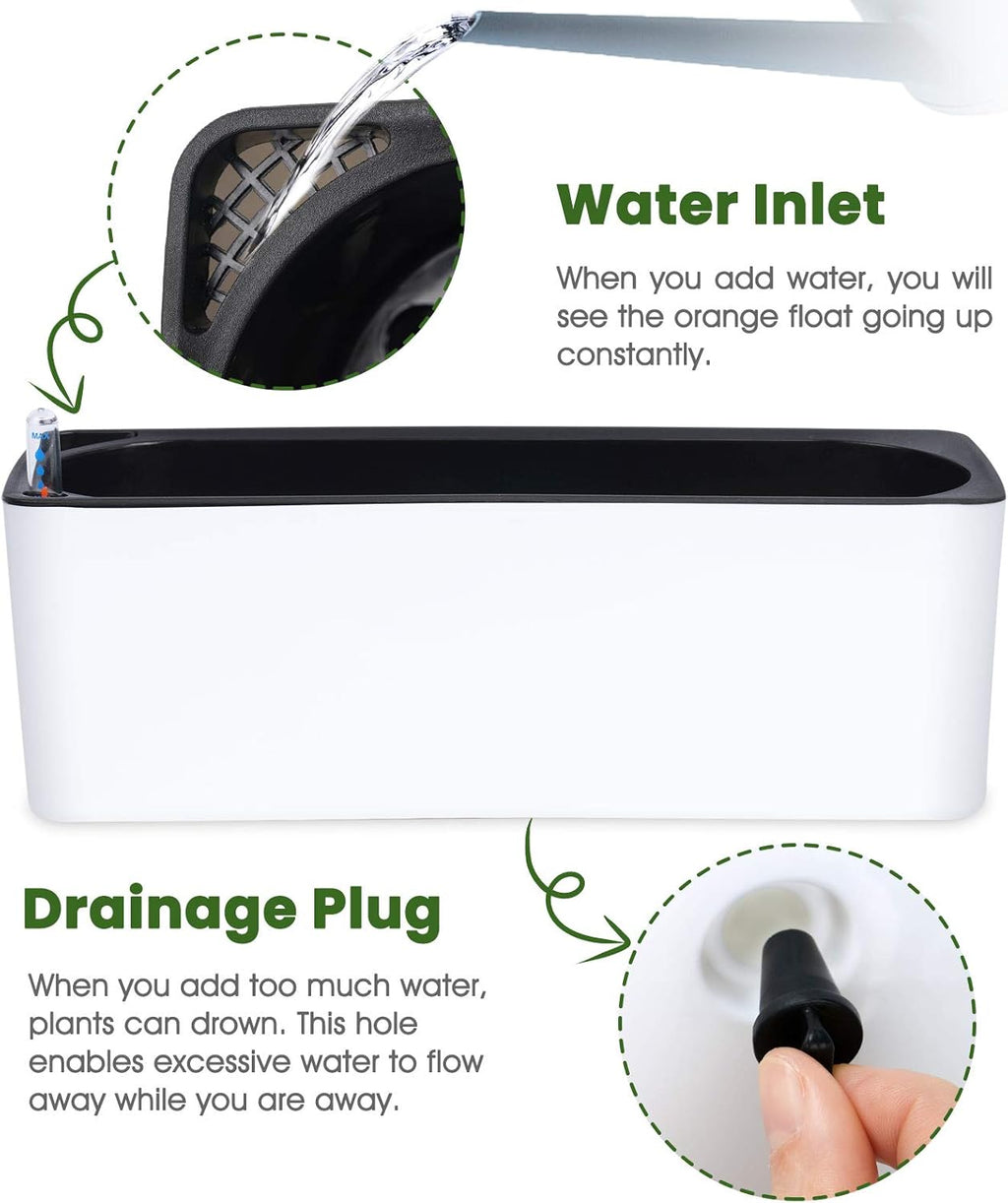 2-Pack Self Watering Rectangular Planters with Water Gauge Indicator B218142
