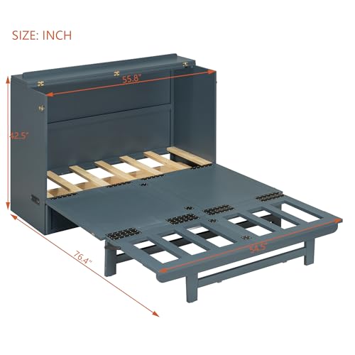 Gray Full Size Murphy Bed with Storage Drawer G7593