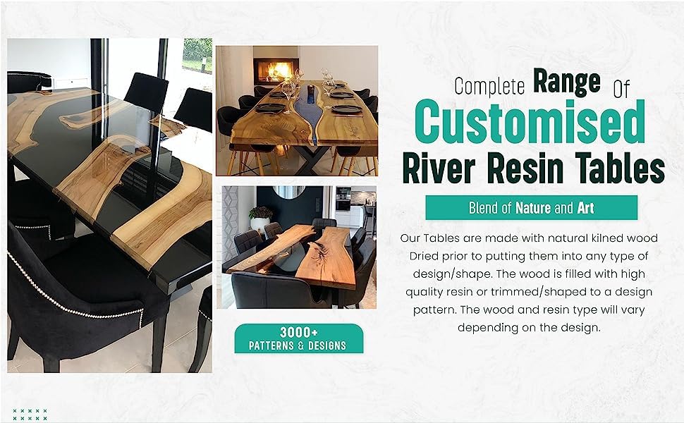 Natural Wood Epoxy Dining Table (90 x 36 Inches) Q475182
