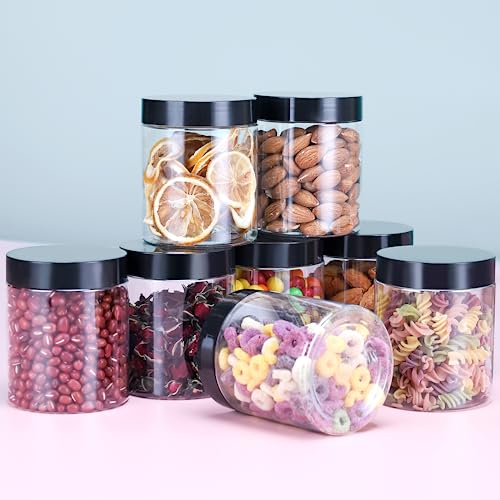 6 Pack 8 oz Clear Plastic Jars with Lids M1737