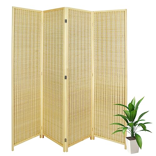 4 Panel Bamboo Room Divider with Shelves P699547