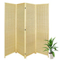 4 Panel Bamboo Room Divider with Shelves P699547