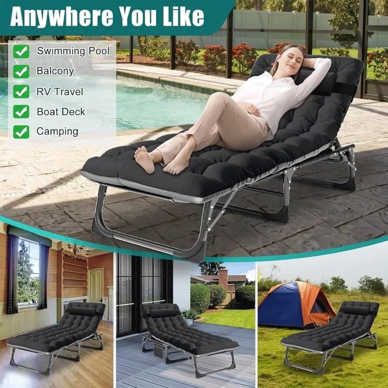Heavy Duty Adjustable Folding Camping Cot with Mat G4245