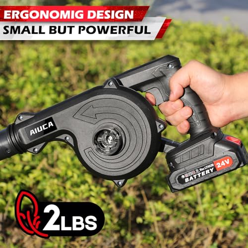 24V Cordless Electric Leaf Blower with 2 Pack Batteries and Charger I24431