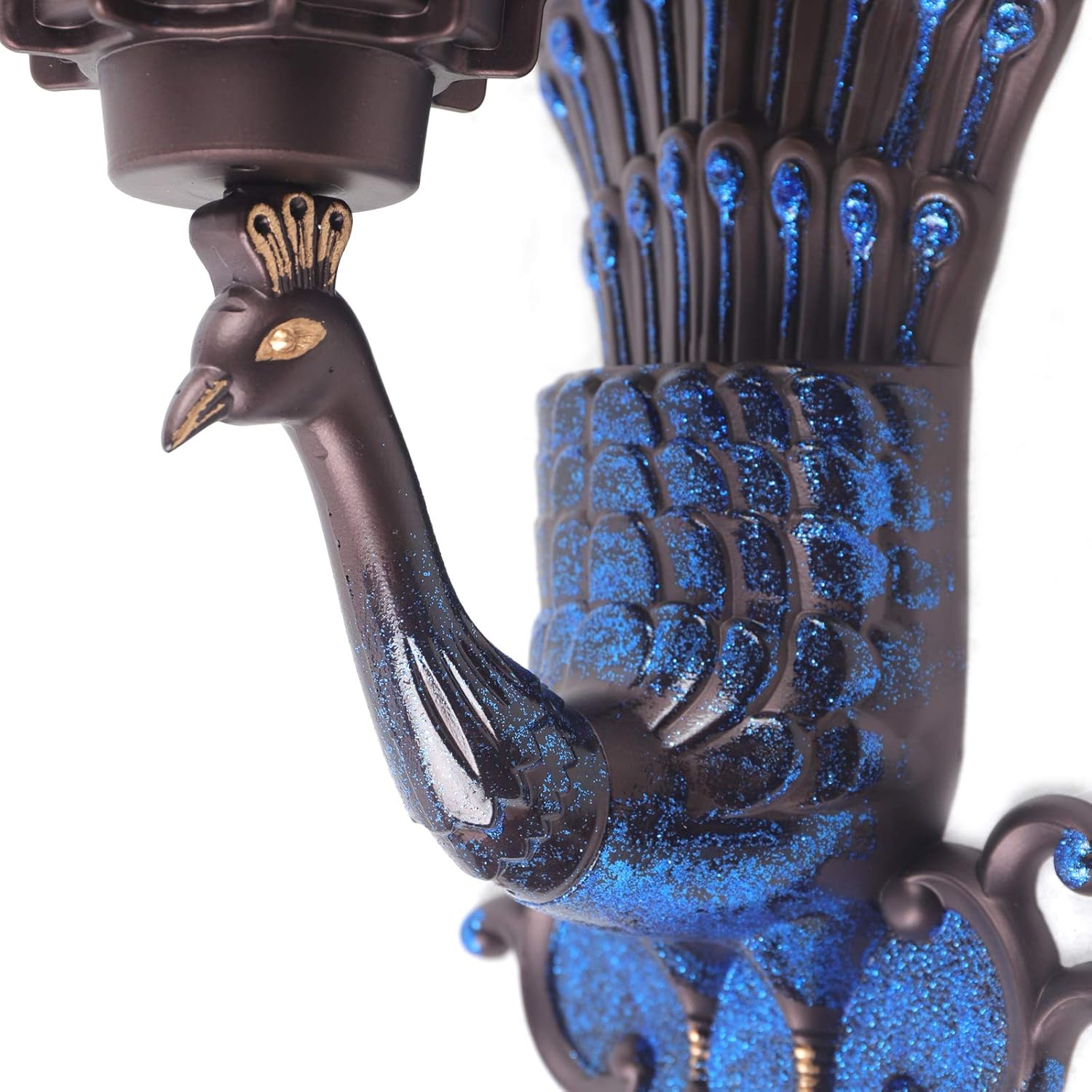 Peacock Wall Light Sconces, Metal and Glass Stained Wall Lamp, LED Antique Wall Mounted Lamp, E27 M72686