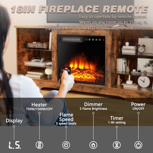 70" Modern Wood Media TV Console with Fireplace T208961