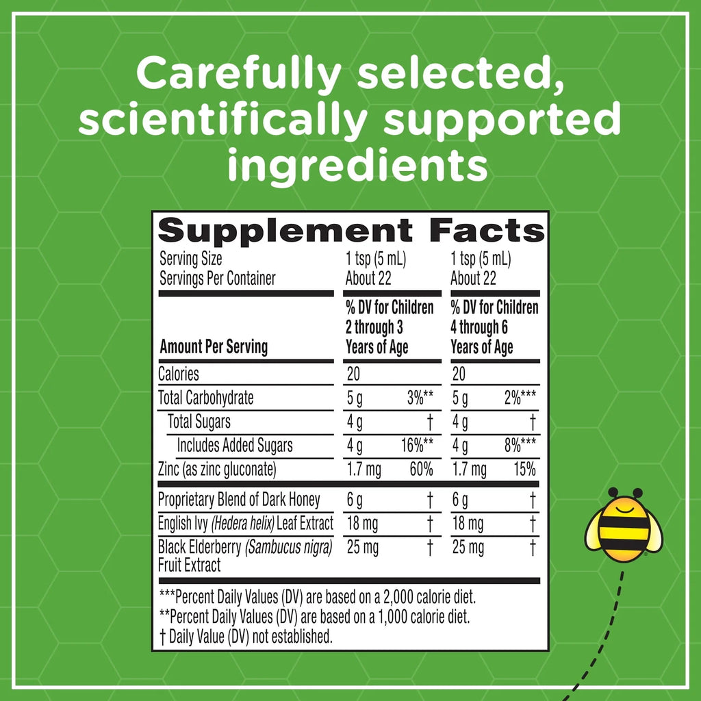 Kids Cough + Mucus Daytime with Honey, Ivy Leaf, Zinc & Elderberry, Mixed Berry, 4FL Oz G708753