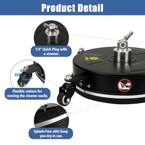 14 Inch Black Pressure Washer Surface Cleaner with 4 Wheels L800