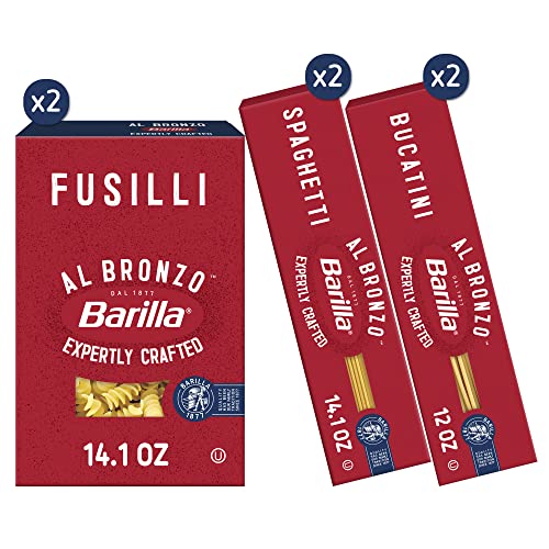 Pasta Variety Pack with Fusilli, Bucatini, and Spaghetti (Pack of 6), Bronze Cut Pasta H5069