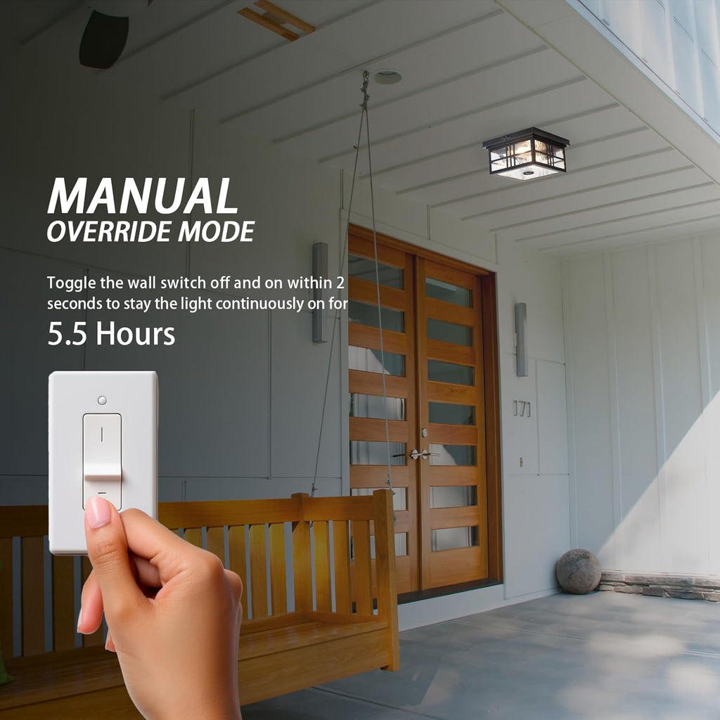 Industrial Motion Sensor Outdoor Flush Mount Ceiling Light, Water Ripple Glass Square Black 2-Light H17955