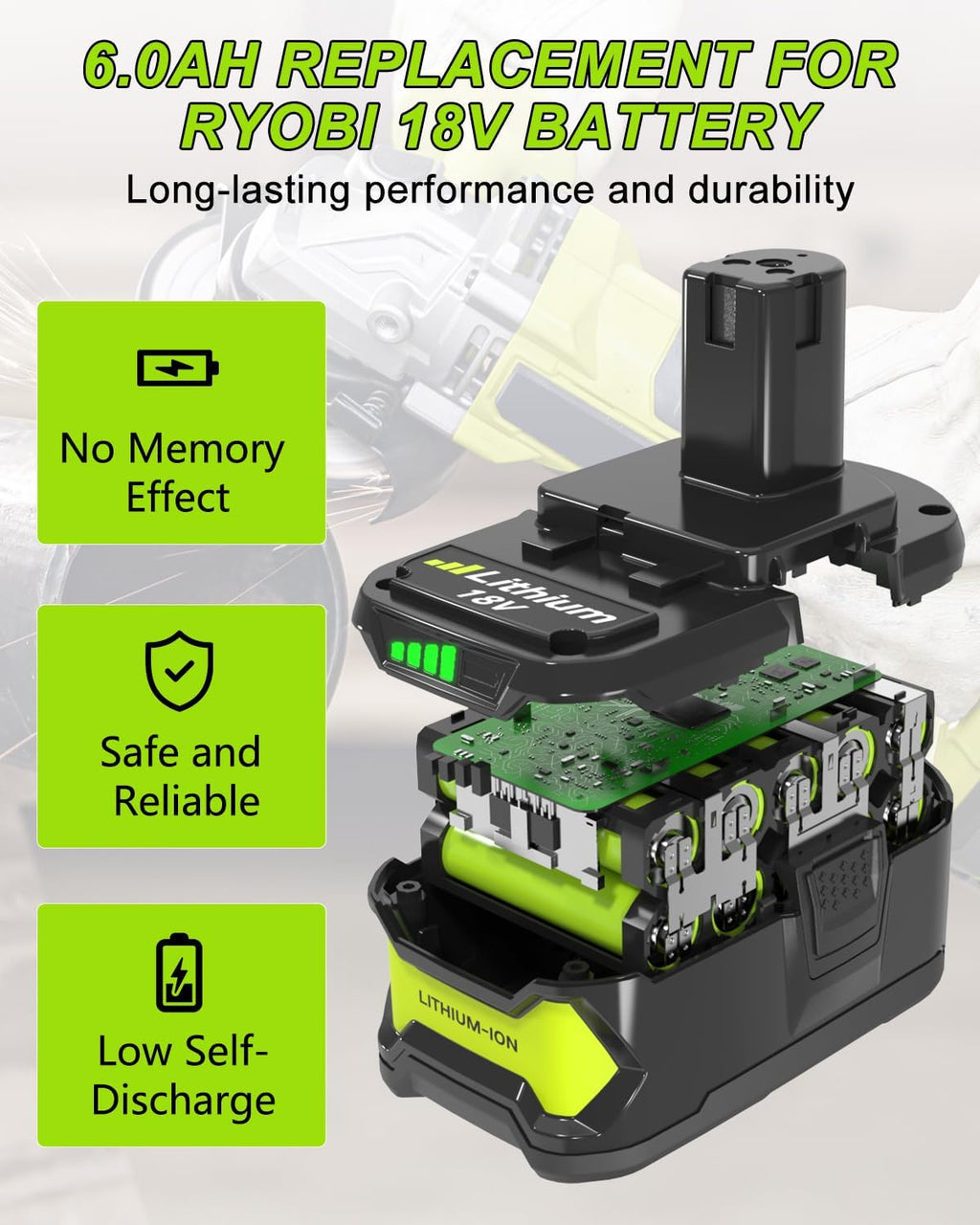 2Pack 6.0Ah Replacement 18V Battery and Charger Combo X587