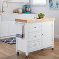 White Rubberwood Kitchen Island Cart V9737