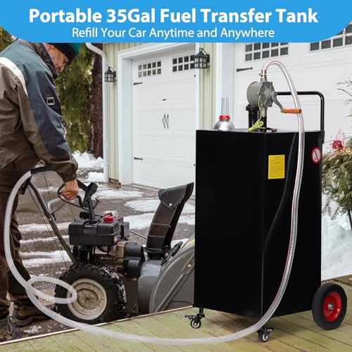 30 Gallon Portable Gas Caddy on 4 Wheels with Manual Transfer Pump J30138
