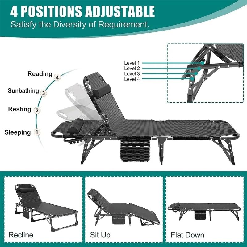 Heavy Duty Adjustable Folding Camping Cot with Mat G4245