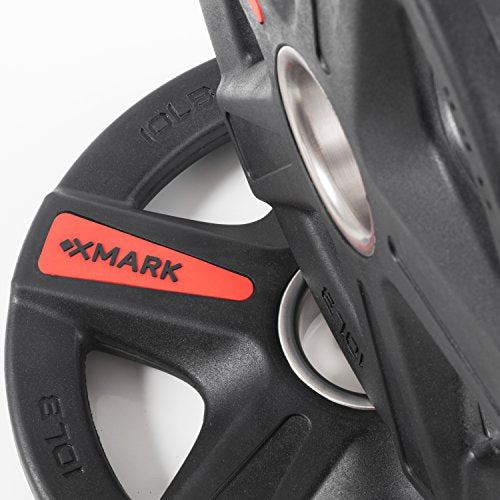 Olympic Weight Plate Sets with Olympic Weightlifting Bar, 2-inch Rubber Coated Olympic Grip Plate Set With 7’ Olympic Bar E6510