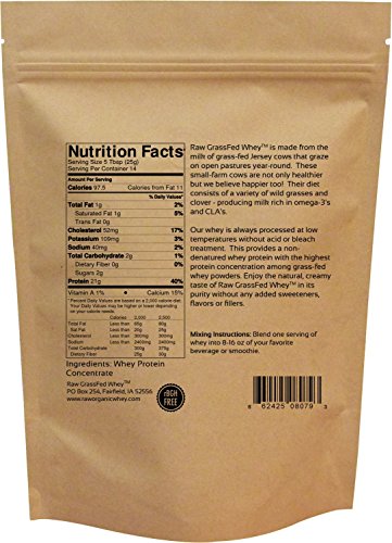 Raw Grass Fed Whey Protein Powder, Unflavored, Unsweetened (12 OZ) L9682