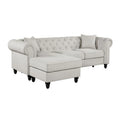 Beige Black Reversible Chaise Sectional Sofa Set with 2 Pillows H2181