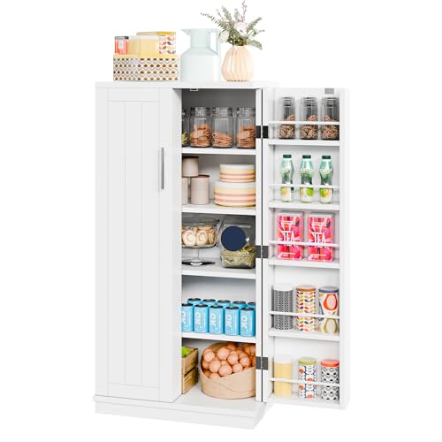 Black Wooden Pantry Cabinet with Doors and Adjustable Shelves R5718