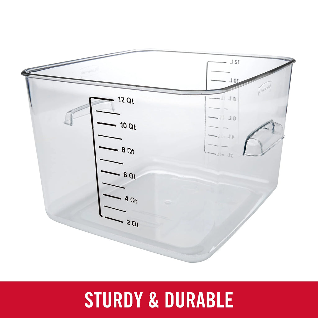 Plastic Square Food Storage Container, 12 Quart, Clear L7738