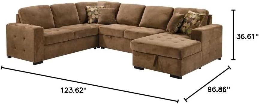 Oversized Sectional Sofa with Storage Chaise and 4 Throw Pillows Q3676