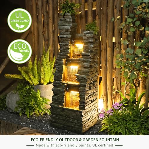 37.4 inches Tall Freestanding Fountain with LED Lights F8989