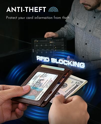 Slim Leather Front Pocket Wallet with RFID Blocking Q12570