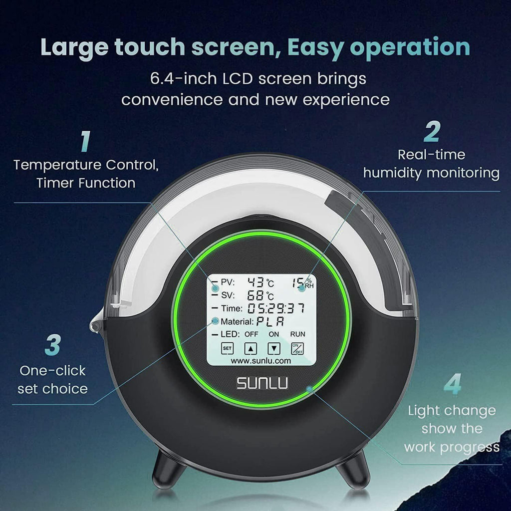 Filament Dryer Box with Fan, 360° Heating, Humidity Display, 1 Kg Spool L393