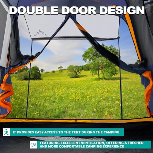 Waterproof PU2000mm Double Layer Tent for Camping, 8FT L x 8FT W x 7.2FT H X96707