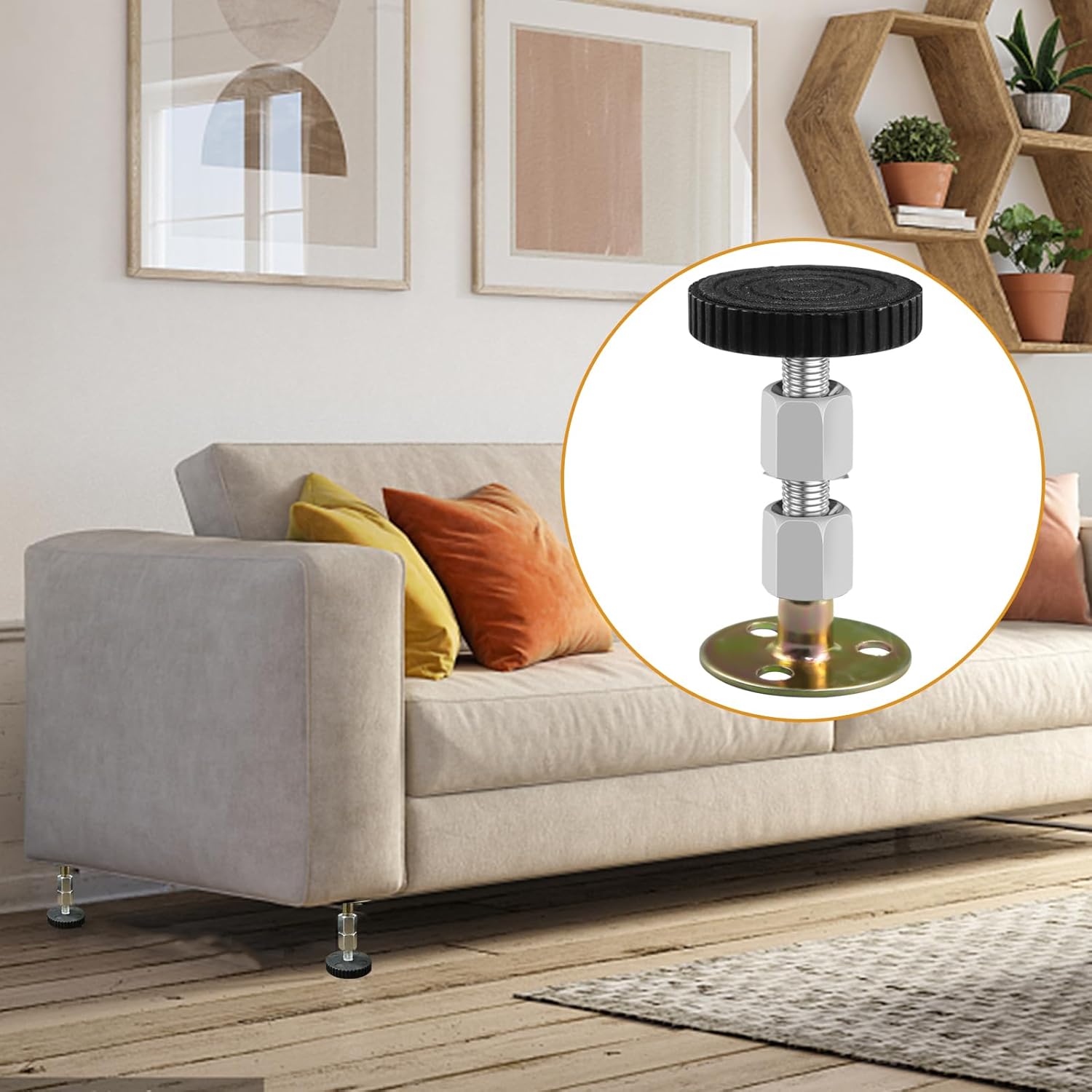 4 Pcs Adjustable Furniture Legs with 16 Thread, 64-87mm S290