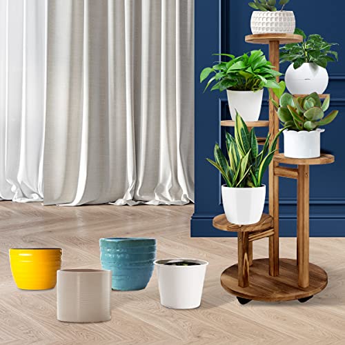 5 Tiered Walnut Wood Plant Stand W566
