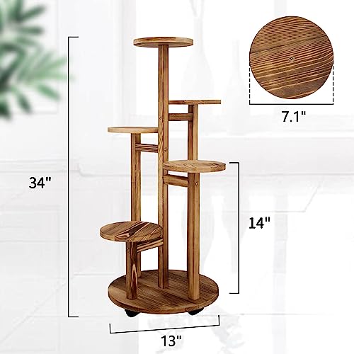 5 Tiered Walnut Wood Plant Stand W566