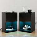 Set of 2 White LED Nightstand with Charging Station G271101
