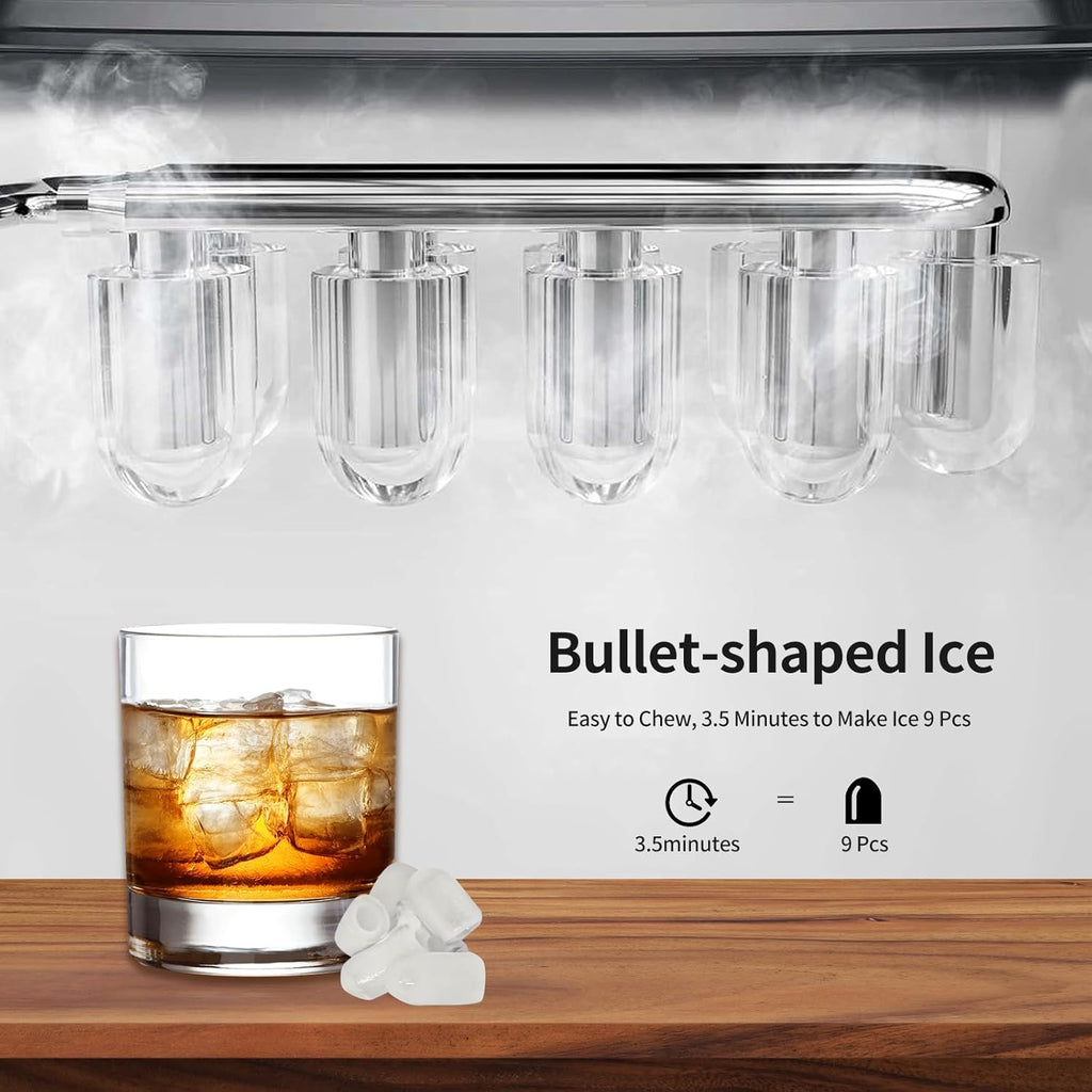 Countertop Ice Maker, 3.5 Minutes Fast Ice Making Machine Auto-Cleaning Function, Portable Ice Maker with Basket and Scoop A503