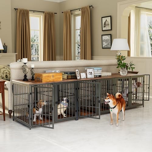 Large Wooden Dog Crate Furniture with Removable Divider K89923
